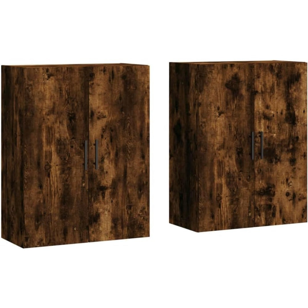 Eine Wandmontage praegt den Wandschrank in Dunkelbraun