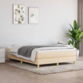 Boxspringbett aus Stoff und Holzwerkstoff in Creme