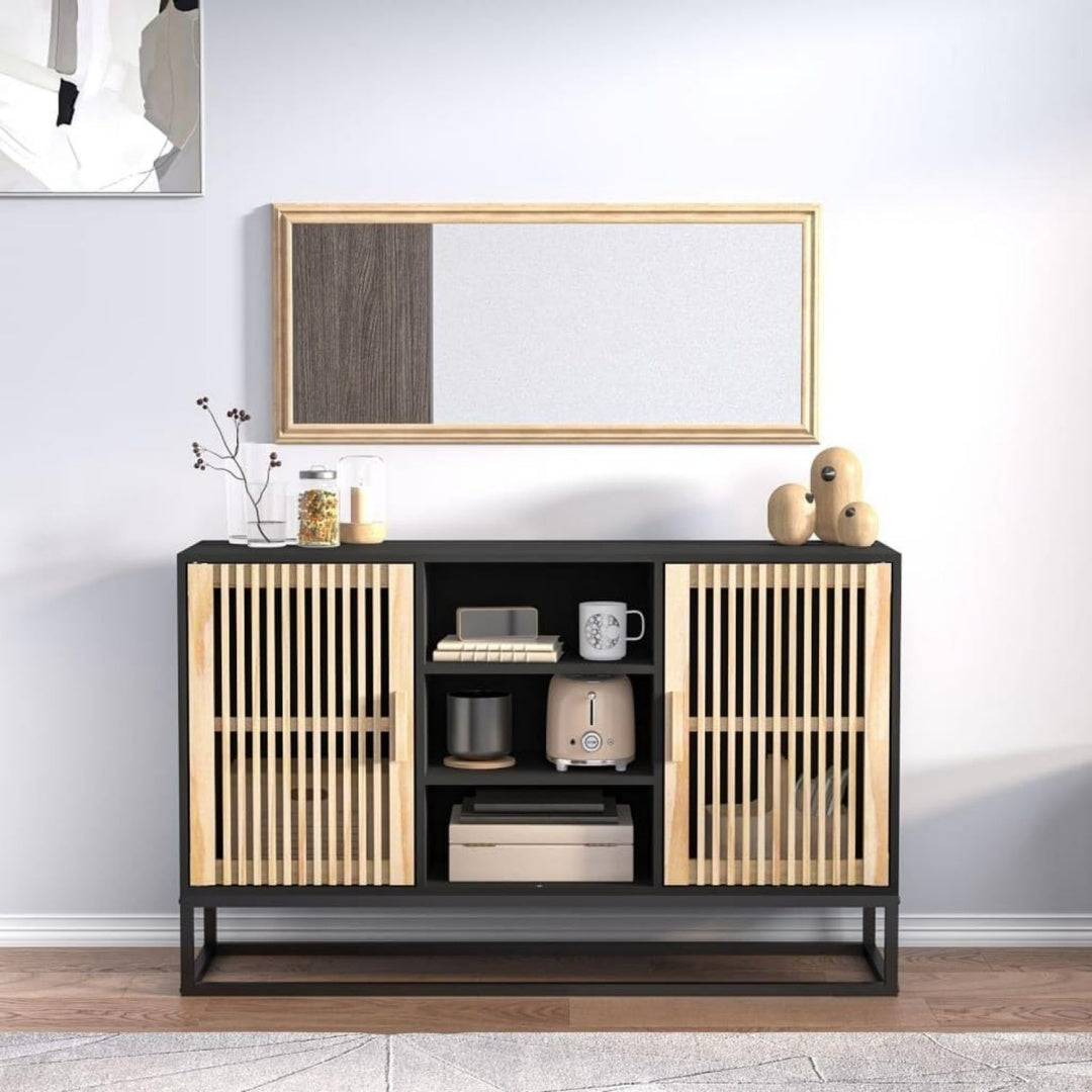 Sideboard aus Holzwerkstoff und Metall in Schwarz