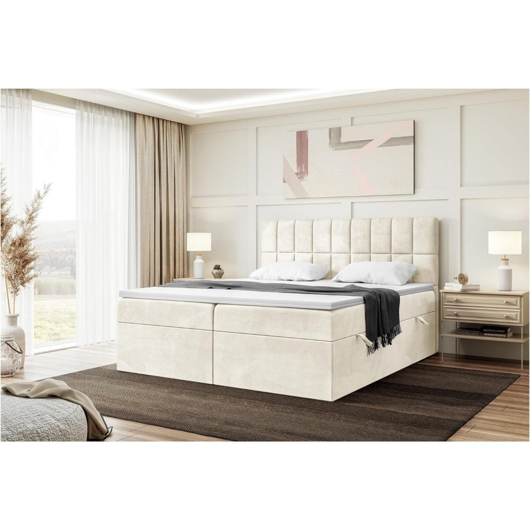 Boxspringbett verbindet weiche Polster und einen Bettkasten