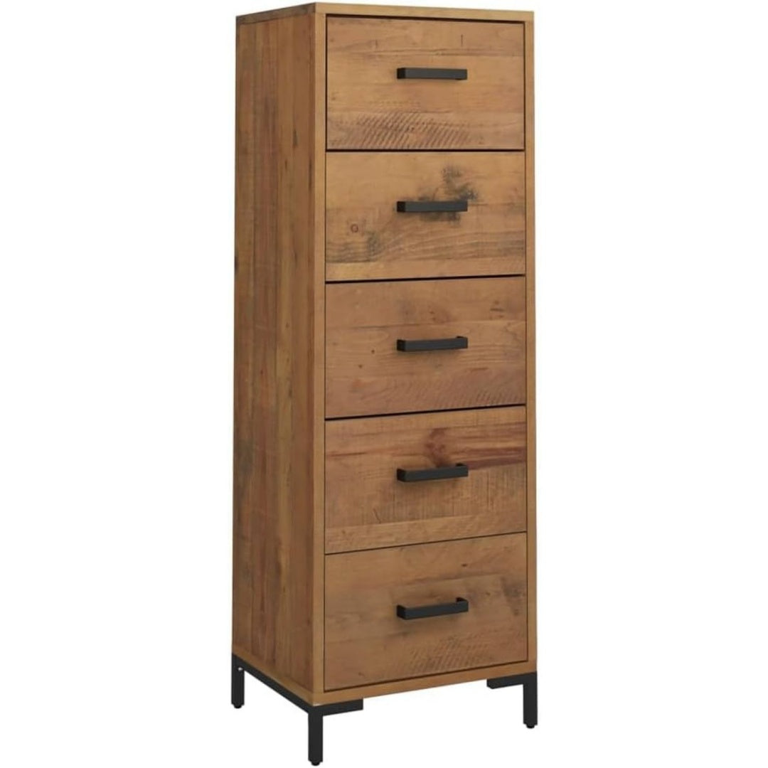 Bei dem Sideboard steht ein Metallgestell im Mittelpunkt