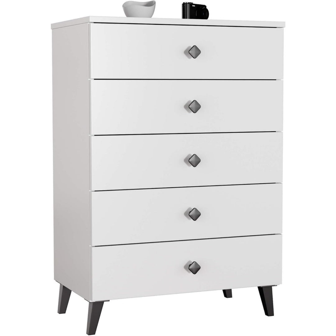 Beschichtete Flaechen und 5 Schubladen bestimmen das Sideboard