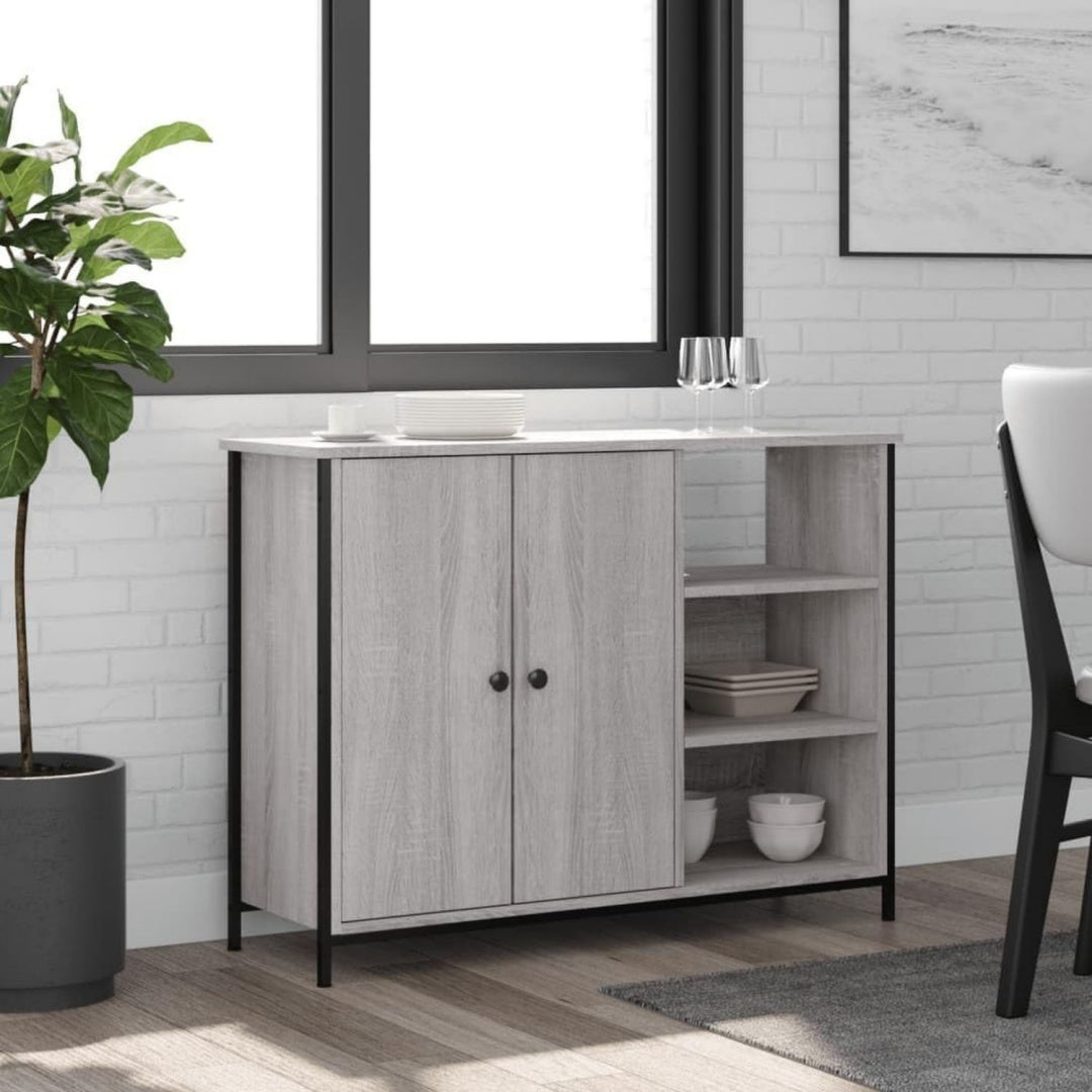 Sideboard mit den Massen 100 x 33 x 75 cm in Eichenbraun und Grau