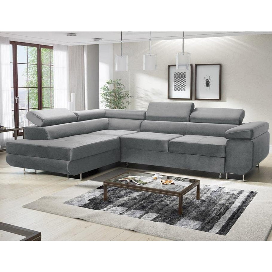 Sofa verbindet ein Metallgestell und eine Schlaffunktion