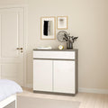 Sideboard in Weiss und Betongrau mit Schubladen