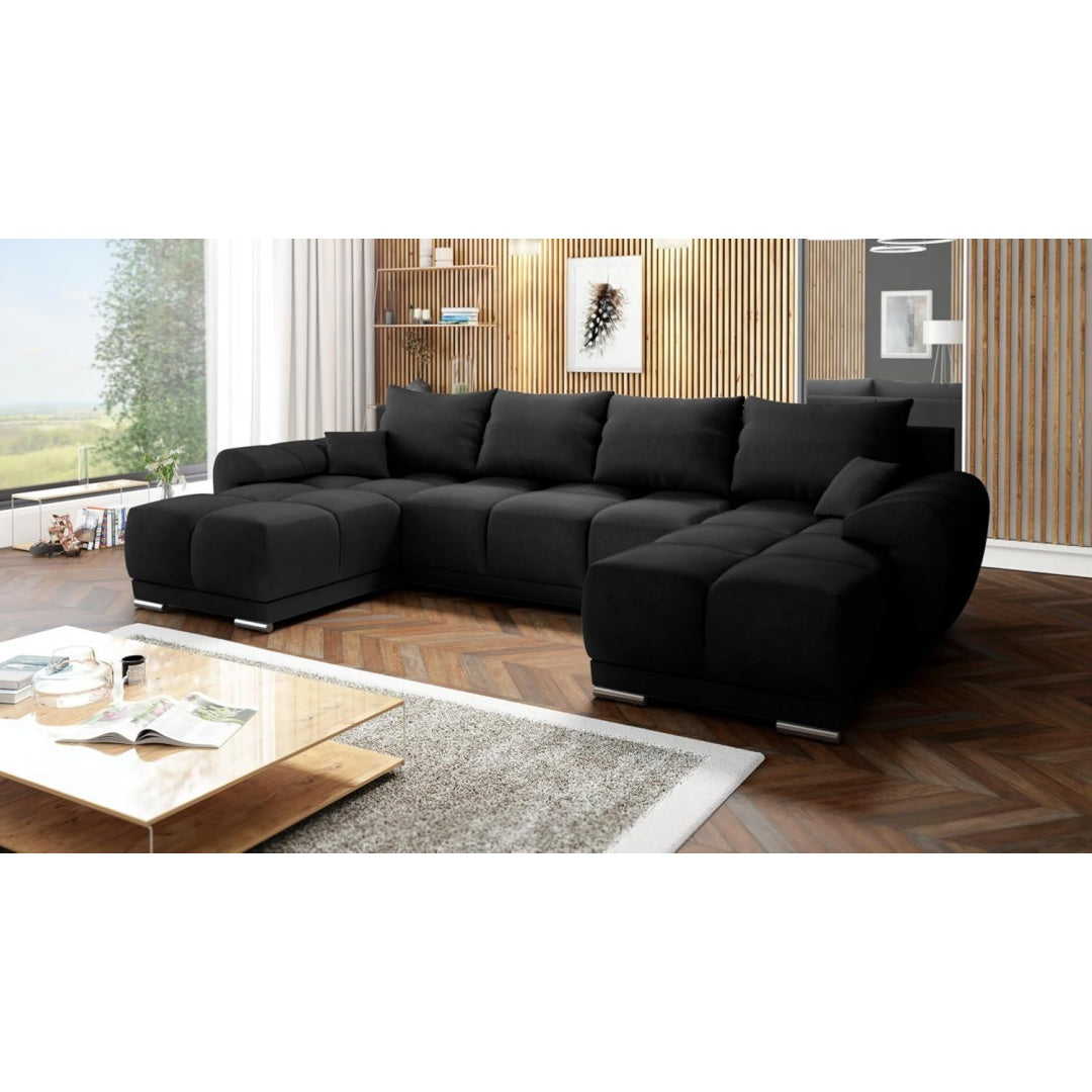 Eine Schlaffunktion trifft auf abnehmbare Bezuege an dem Sofa
