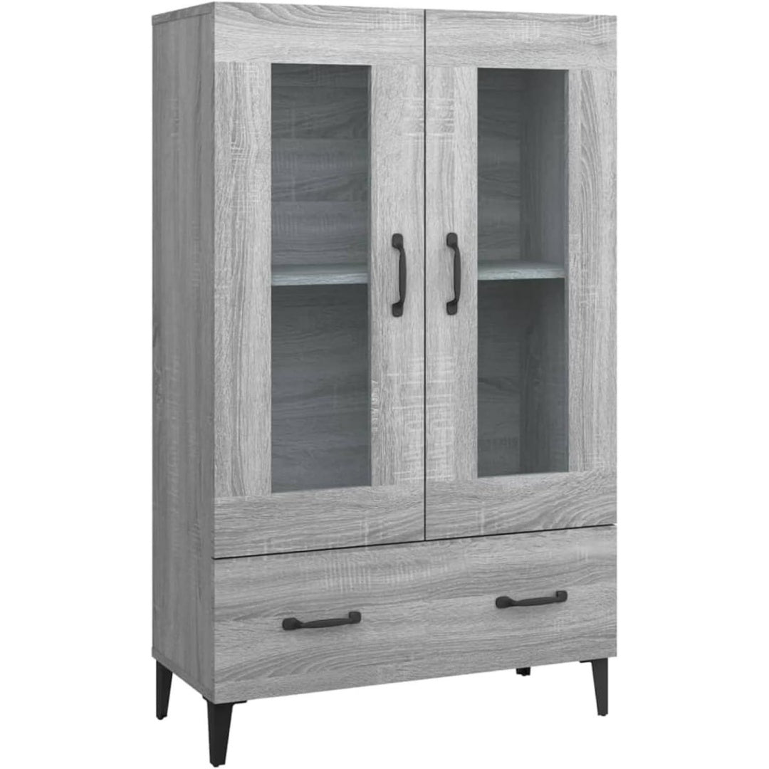 Grau gibt dem Hochschrank einen farblichen Akzent