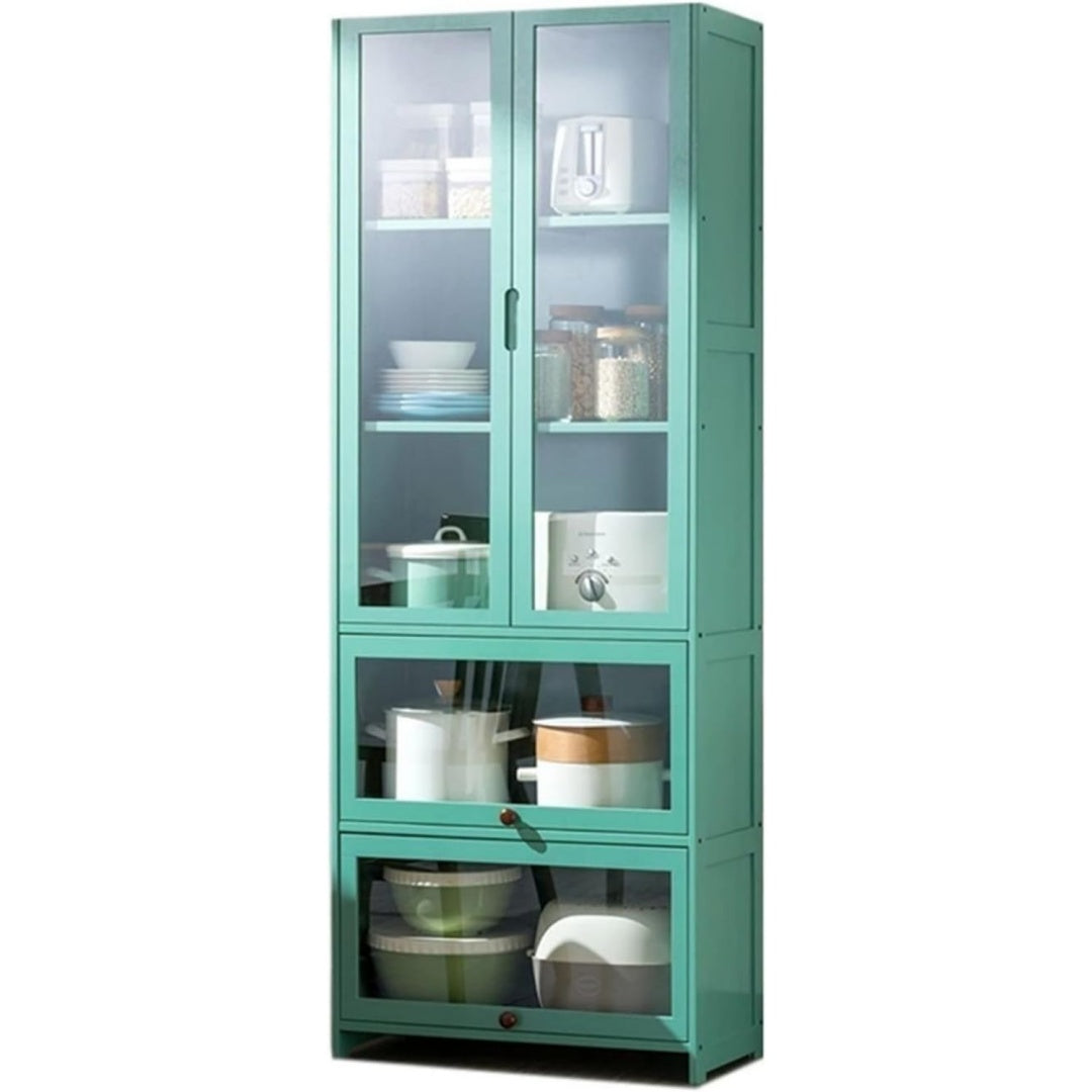 Sideboard mit Glastueren, Bambuselementen und geschlossenem Stauraum