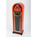 Das Sideboard misst 78 cm in Schwarz und Orange